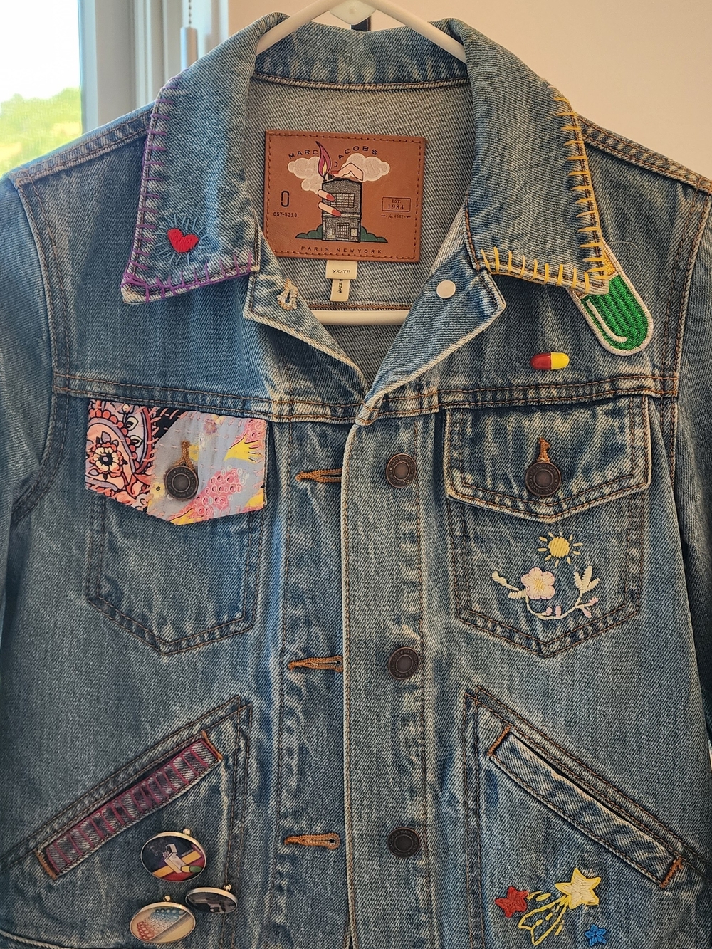 Marc Jacobs Light Blue Embroidered  Denim Jacket with Multicolor Patches Size XS - Picture 11 of 11